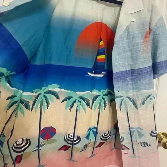 Tommy Hilfiger Beach-Print Shirt. Button Front Cotton All Over Print Men XXL - Picture 15 of 15